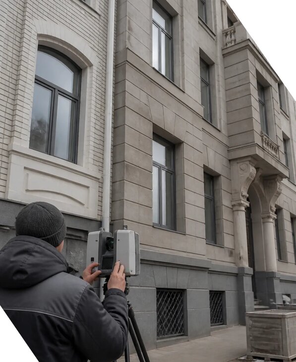 Лазерное сканирование фасадов зданий для обследования в Подольске